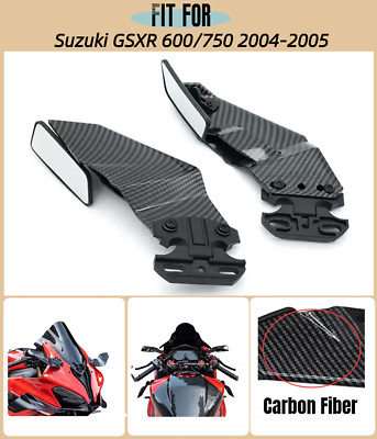 Carbon Fiber Style Wind Wing Rearview Mirrors for Suzuki GSXR600/750 2004 2005