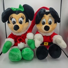 Vtg 21" Christmas Mickey Mouse Minnie Plush Disneyland Disney World