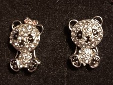 Panda Bear Silvery Earrings Pierced Earrings Gifts Studs pierce earring New