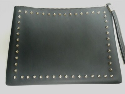 Italian Clutch Bag Wristlet Purse Studded Zipper Italy GUM Gianni Chiarini 