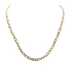 10kt Yellow Gold Mens Diamond 22-inch Straight Cuban Link Necklace 5-5/8 Cttw
