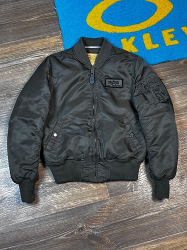 Mens Alpha Industries Khaki Nylon Flyers Bomber Jacket Size XS