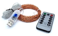 Twinkle Star Copper Wire Fairy String Lights 8 Modes USB Powered, Remote Control