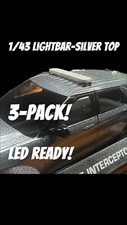 143 Police Lightbar Slim Silver Top 3-pack Model Car Diorama Custom Led Ready 143 Police Lightbar Slim Silver Top 3-pack Model Car Diorama Custom Led Ready