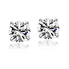 Sterling Silver 5mm Round Stud Earrings with European Crystals