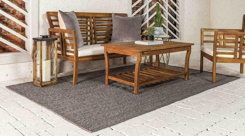Square Rug Grey Dye Rug Farmhouse Area Rug Hand Woven Rustic Look Natural Jute - Picture 3 of 9