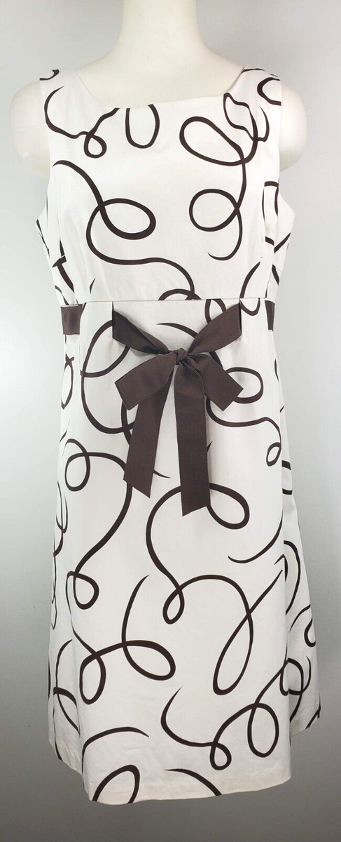 Vintage R&K Originals Women's Dress Size 20W Brown White Sweetheart Neck A-Line