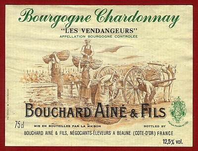 22/6 Etikett BURGUND Chardonnay LES VENDANGEURS, BOUCHARD BURGUNDER Label