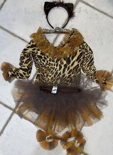 GIRLS SHIMMERING CAT COSTUME DRESS UP SET SZ 4-6 BODYSUIT/SKIRT/ANKLE BANDS/HEAD
