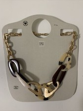 M&S Marks And Spencer’s Statement Resin Link Brown Dangle Charms Necklace NEW💖