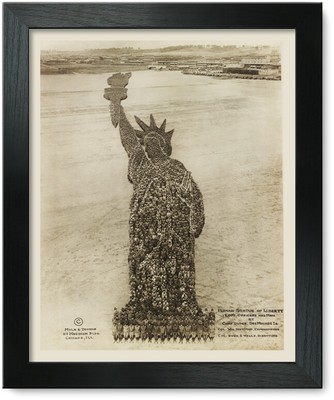 Framed Print: Human Statue of Liberty, 18,000 Soldiers, Camp Dodge, 1918