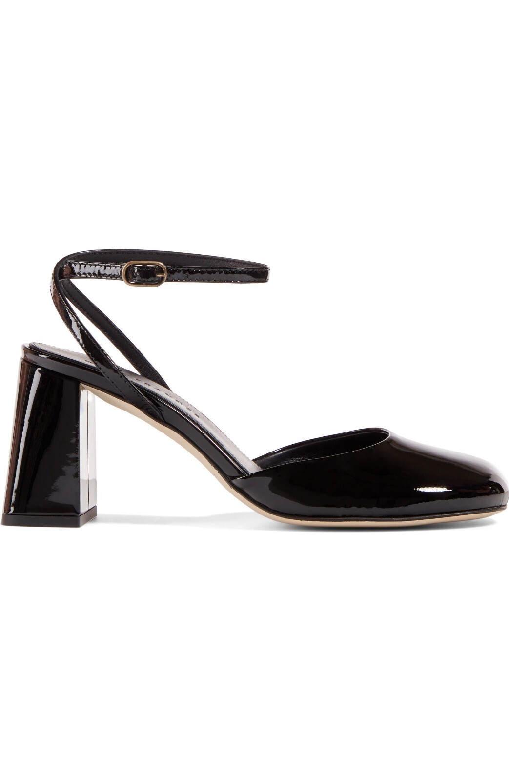 $500 Dear Frances Harlow Ankle Strap Pump PATENT LEATHER BLACK 35 (MF2)