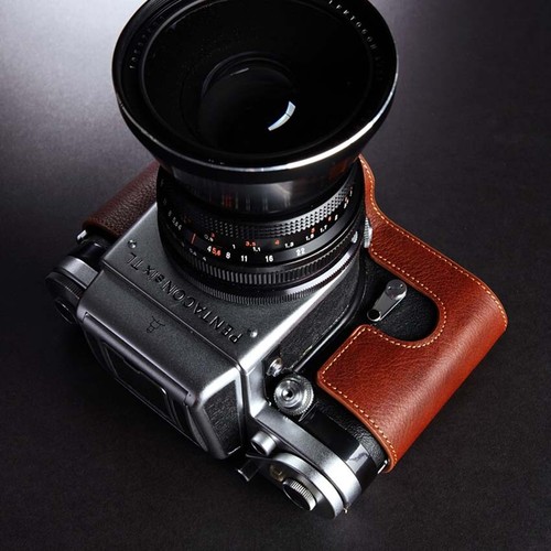 Funda protectora vintage de cuero genuino con media cámara para pentacon seis TL - Imagen 9 de 16