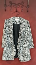 Calvin Klein 3/4 Sleeve Black White Open Waterfall Blazer Size 8 Career Casual
