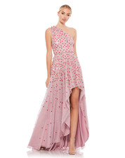 New Mac Duggal 10825 Pink EMBELLISHED ONE SHOULDER HI-LOW GOWN sz 4