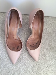 worn high heels