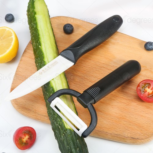 Ceramic Knife 5" White Blade + Peeler Slicer Kitchen Chef Knives Silicone Handle - Picture 4 of 6