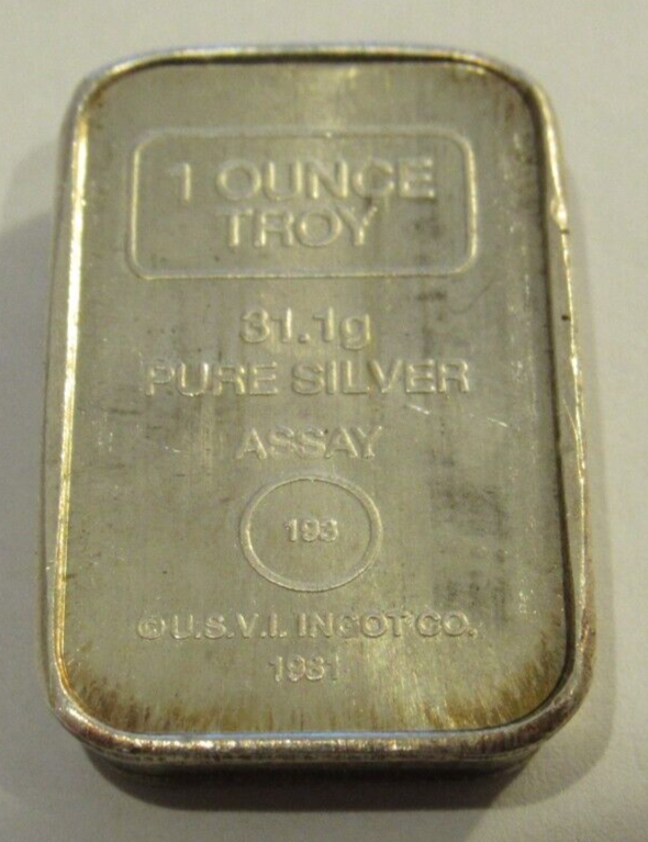 1981 Anaheim Metal Co. 1 Troy Oz. .999 Silver Bar - USVI 1981 Anaheim Metal Co. 1 Troy Oz. .999 Silver Bar - USVI