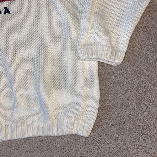 Structure USA American Flag Crew Neck Sweater Sz XL Cream Ramie/ Cotton Blend - Picture 4 of 12