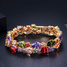 Mona Lisa Multicolor CZ Bangle Luxury Wedding Bracelet for Women Crystal Jewelry