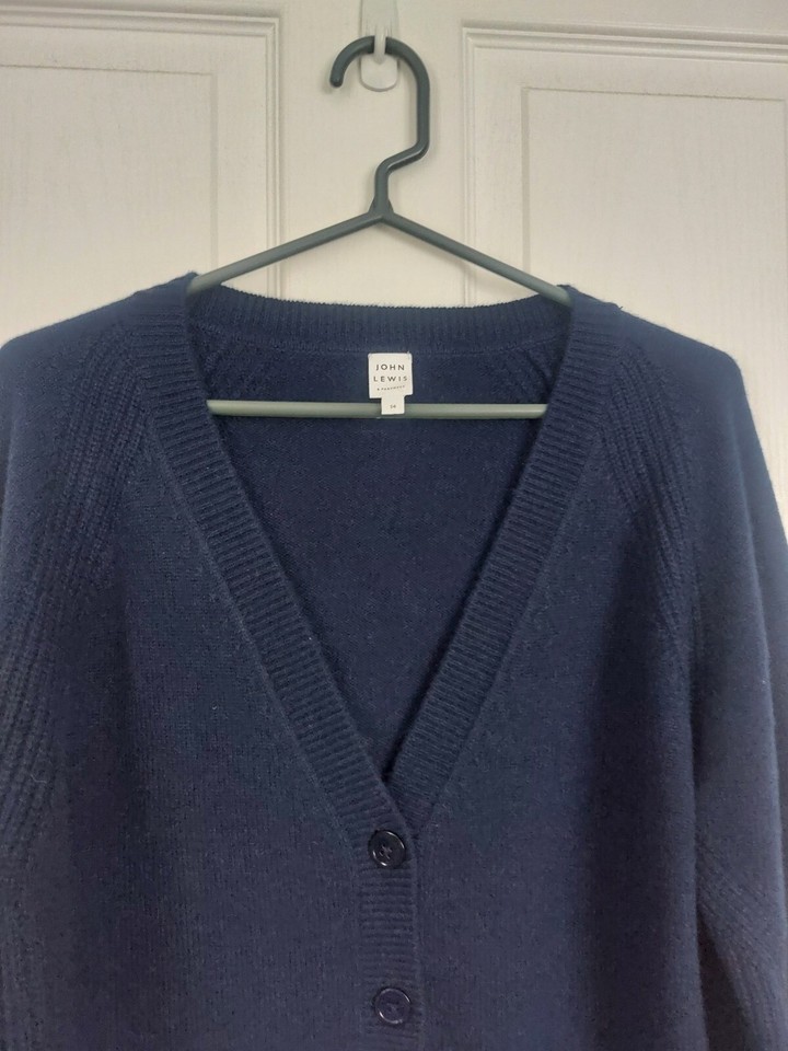 John Lewis 100 Cashmere Navy Blue Cardigan Size UK 14 eBay