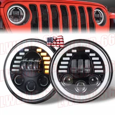 7" Round Led Hi/Lo Beam Headlights DRL Lamp for Jeep Wrangler JK TJ LJ 1997-2018