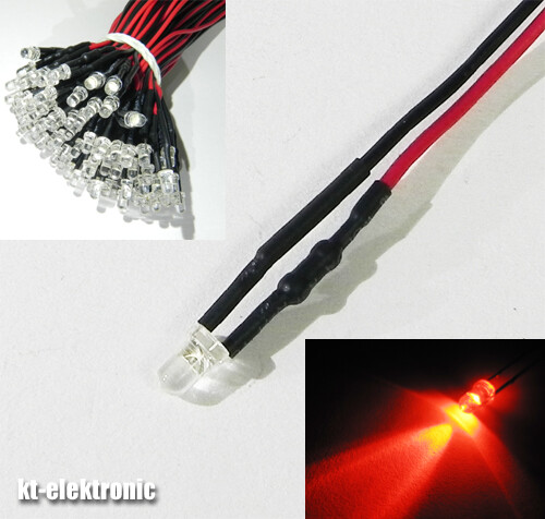 1,8mm 2mm 3mm 5mm 12V LED mit 20cm Kabel AUSWAHL  klar matt auto RGB UV - Bild 56 von 60