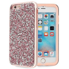 Dual Layer Bling Glitter Rubber Case Cover for iPhone 7 Plus, 8 Plus ROSE GOLD