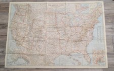 Vintage 1956 National Geographic Map of The United States Folded Wall Map
