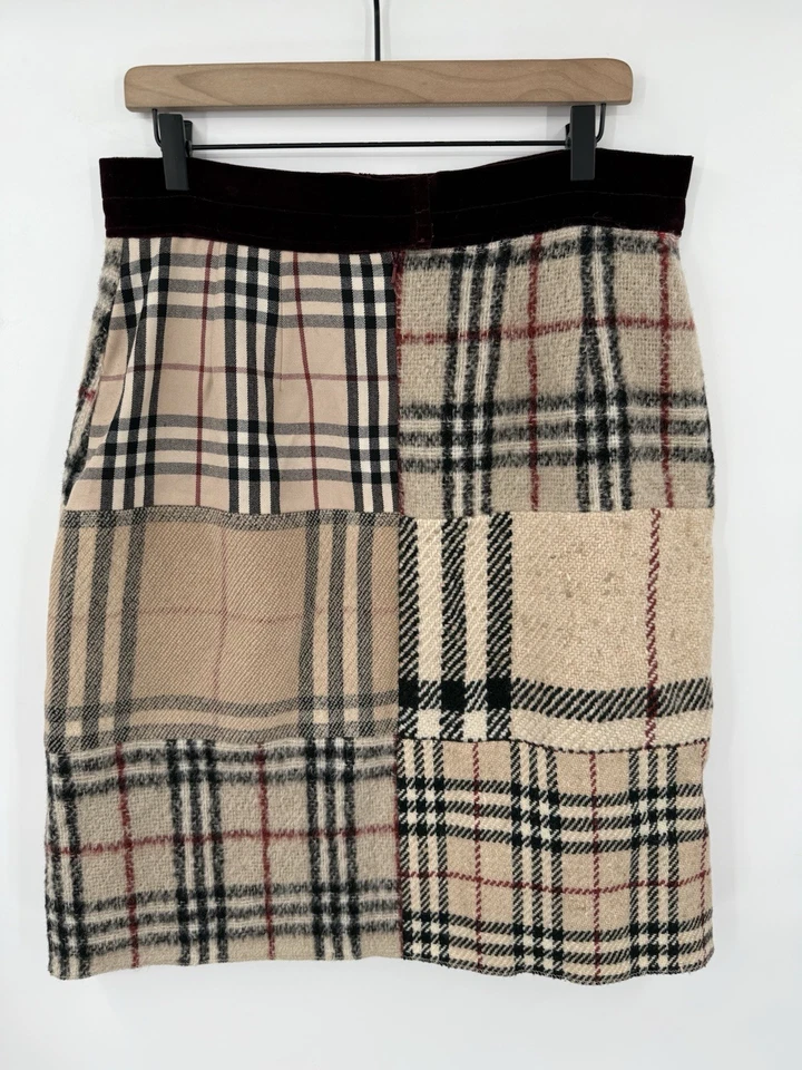 Винтажная единственная в своем роде лоскутная юбка Burberry Nova в клетку - Изображение 2 из 4