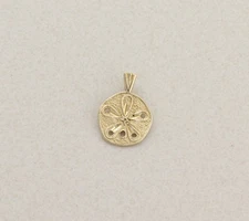 Pendant Only 14k Yellow Gold Sanddollar Seashell Pendant 7/8" x 5/8" inch