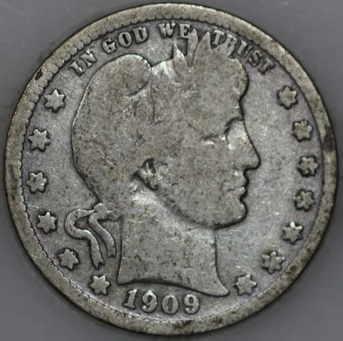 * 1909-D Barber Quarter 90% Silver, 100+ years Old As Shown