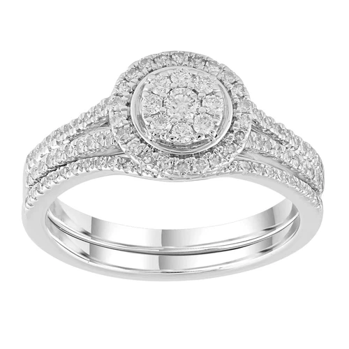 Engagment & Wedding Ring Set with 0.50ct Diamonds in 9K White Gold - Picture 1 of 1