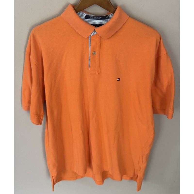 Tommy Hilfiger Mens XL Color Orange Short Sleeves With Logo Polo Shirt