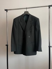 Vintage Rare Double-Breasted Blazer Classic Jacket 42R Men s Wool Dark Green