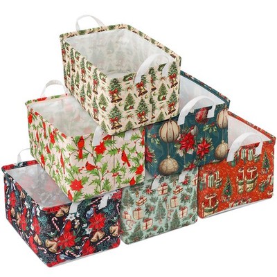 6 Pcs Christmas Storage Baskets for Gifts Large Empty Collapsible Christmas S...