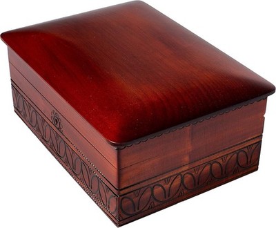 Wooden Keepsake Box Artisan Heritage Carved Linden 10 1/2 Inch Tall Lock Jewelry