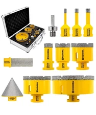 HIGHDRIL Diamond Drill Bits Kit with 5/8-11 for Porcelain Tile Ceramic Marble...