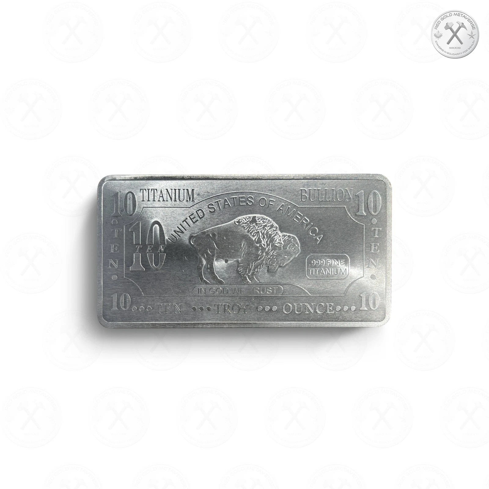 10 Troy ounce oz Titanium Buffalo Bullion Ingot Bar/.999 Fine [Ti