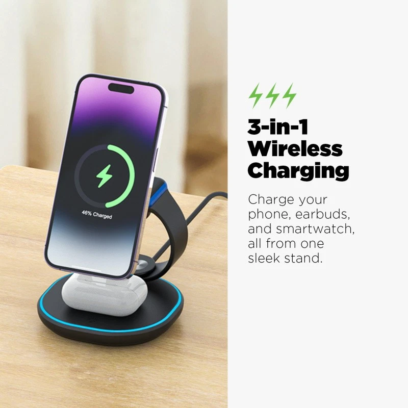 3-in-1 Wireless Charging Station MagSafe Charger Stand Fast Charging for Apple - Image 4 of 4