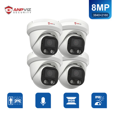 Anpviz 8MP/4K PoE IP Camera, AI Turret Security IP Camera Outdoor Indoor（2/4 PC)