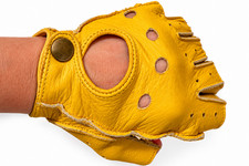 Winter Fingerless Gloves for Men Yellow Half-Finger Driving Gym Workout Fitness