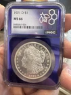 1921 D Morgan Silver Dollar $1 NGC Ms66 Purple Slab