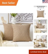 Set of 2 Breathable 20x20 Natural Linen Pillow Covers   Fade  Pilling Resistant