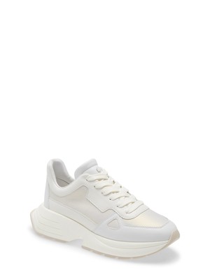 STUART WEITZMAN Womens White 1-1/2'' Platform Willow Wedge Sneakers Shoes 9.5 B