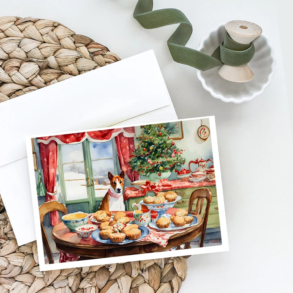Basenji Christmas Cookies Greeting Cards Pack of 8 DAC3720GCA7P - Image 2 of 3