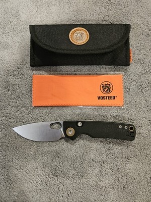 Custom Vosteed Porcupine 14C28N Satin Drop Point Blade Black Micarta Scales