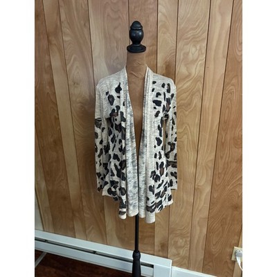 Phil Love Leopard Print Open Front Cardigan Tan Brown Small USA Made 1627