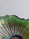 Fenton Green Carnival Glass Bon Bon Candy Dish With Handles , Stippled Rays — photo 7