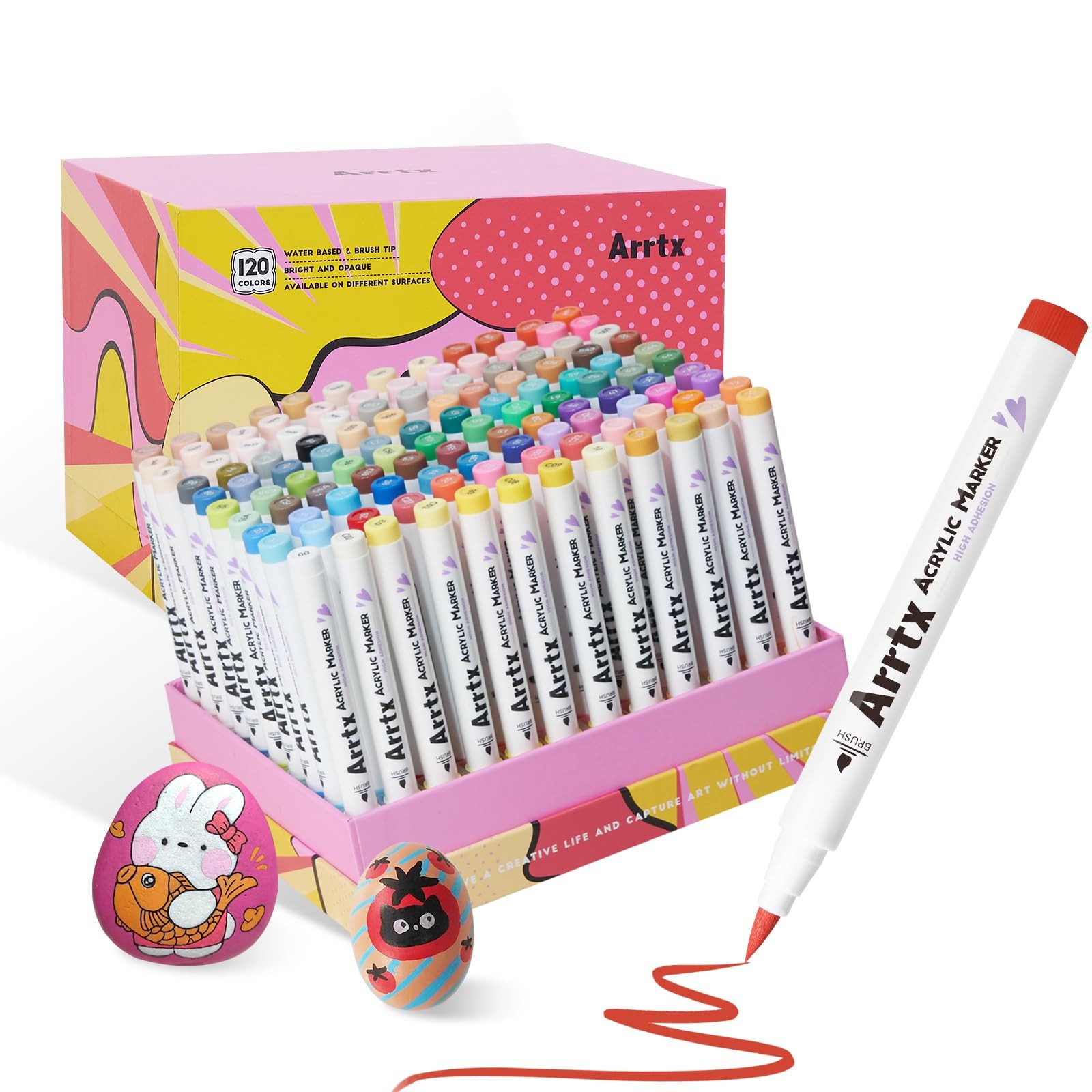 Arrtx 120 Colors Markers Paint Pens, Acrylic Paint Pens for Artists Adults Co...